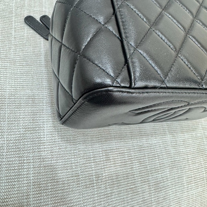 香奈兒Chanel25B 新款雙C調節扣長盒子黑金羊皮-10