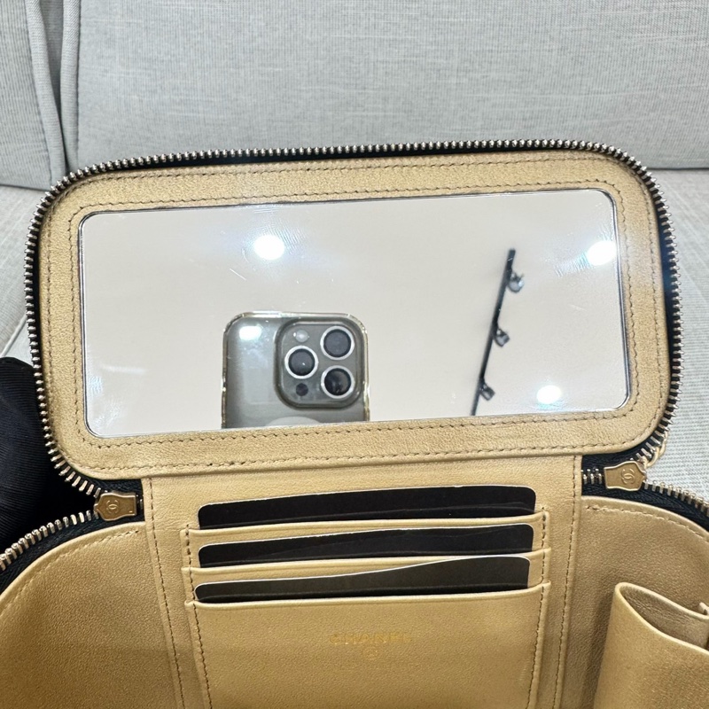 香奈兒Chanel25B 新款雙C調節扣長盒子黑金羊皮-21