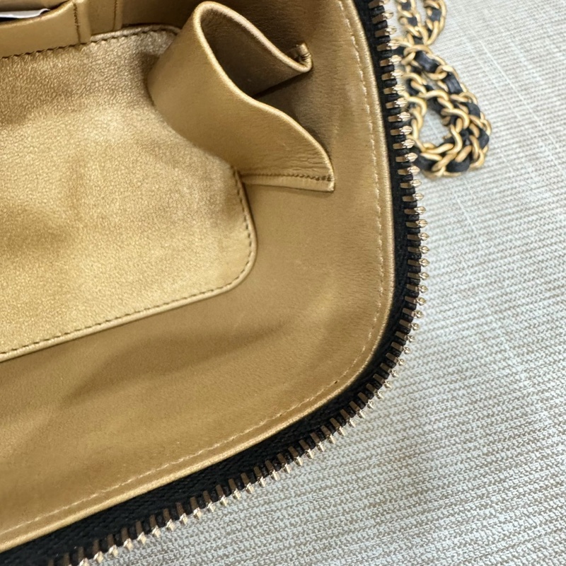 香奈兒Chanel25B 新款雙C調節扣長盒子黑金羊皮-24