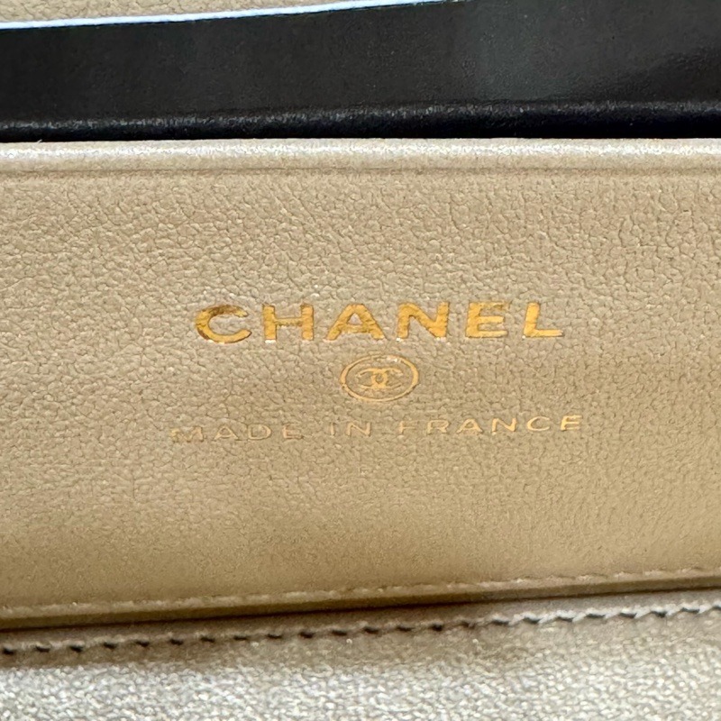 香奈兒Chanel25B 新款雙C調節扣長盒子黑金羊皮-25