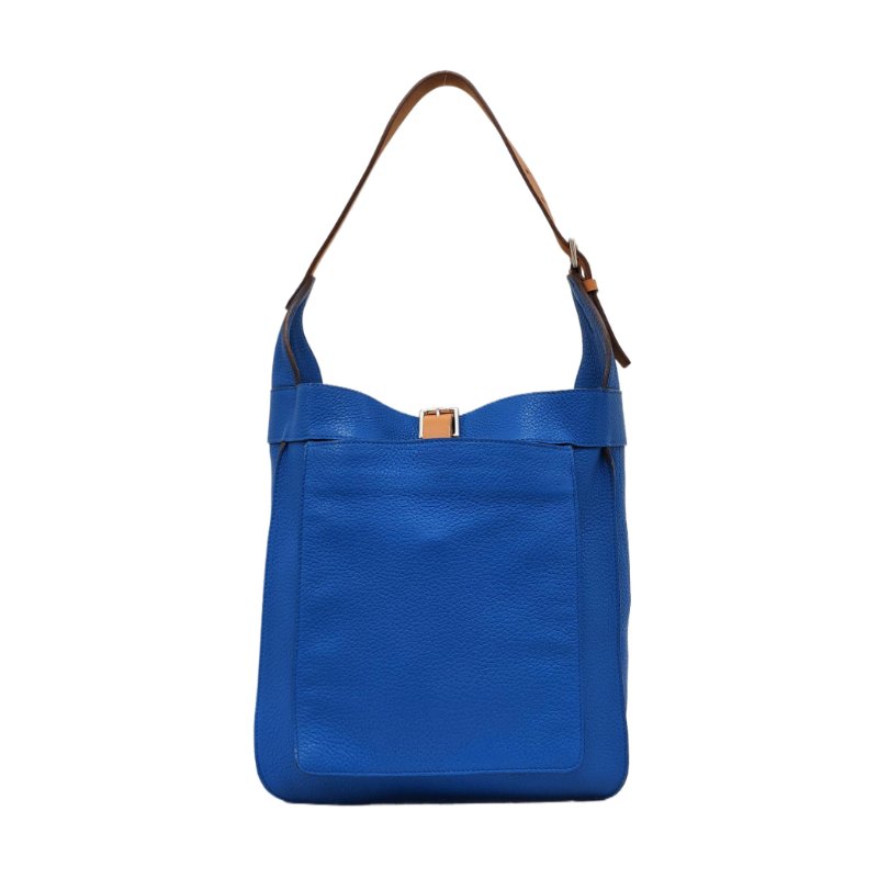 HERMÈS Marwari坦桑尼亞藍Clemence牛皮肩背包手提包 銀色五金-0