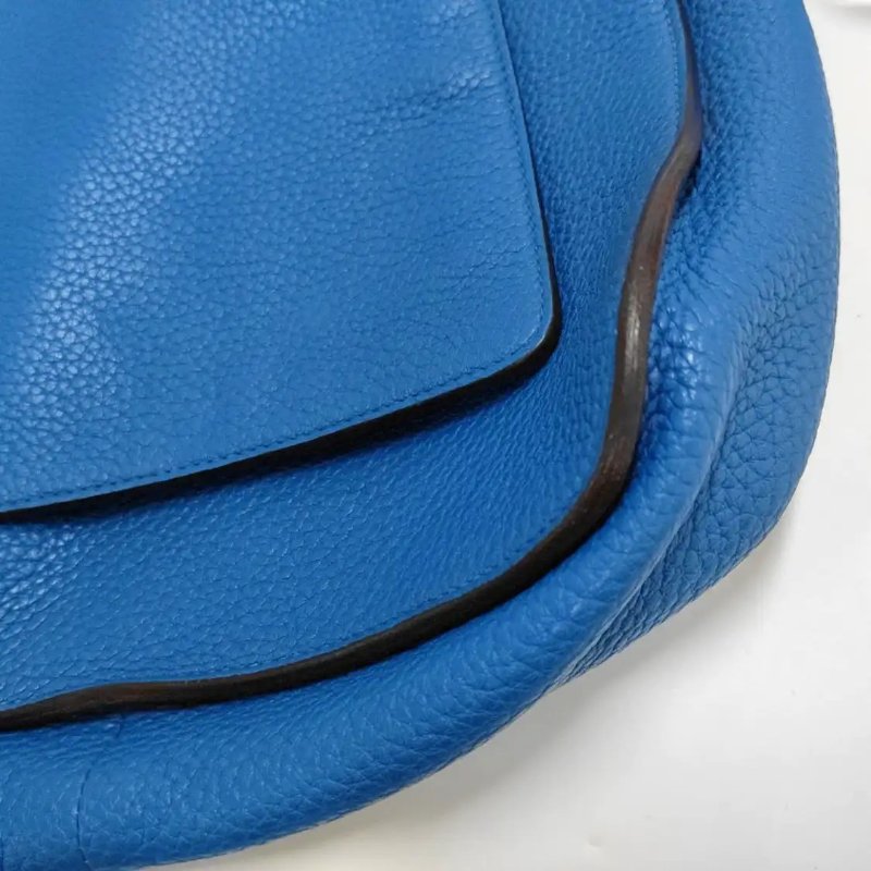 HERMÈS Marwari坦桑尼亞藍Clemence牛皮肩背包手提包 銀色五金-8