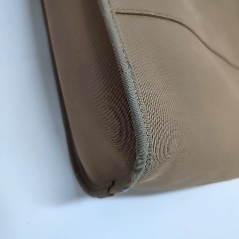 HERMÈS Cabag 32 卡其色帆布肩背包手提包 銀色五金-11