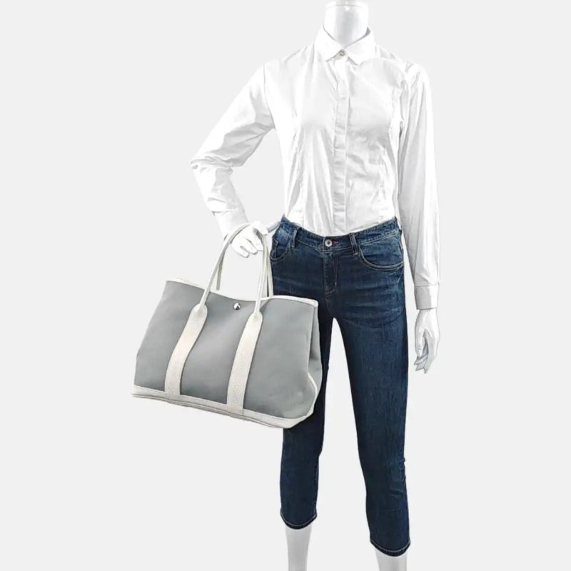 HERMÈS Garden Party36 亞麻藍帆布花園包手提包銀色五金-1