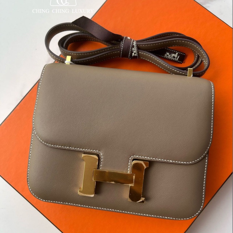 Hermes🌈Mini Constance 19🌟大象灰金扣🧡全套有單🧡98新🌟Swift皮🌟-0