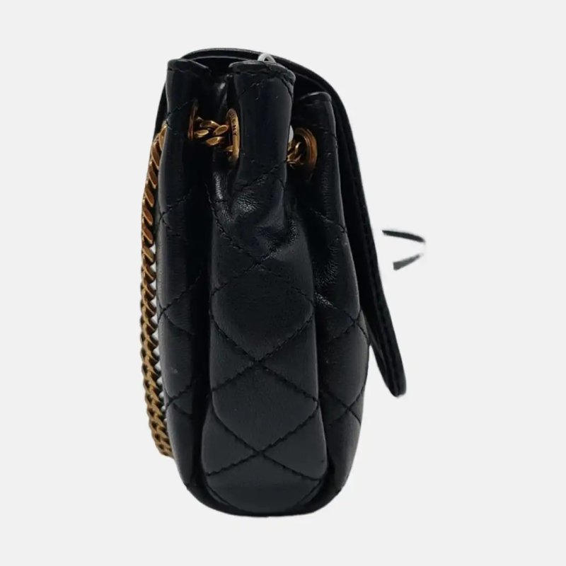 YSL NOLITA 迷你 黑色羊皮绗縫洛麗塔斜背包手提包肩背包 金色五金-2