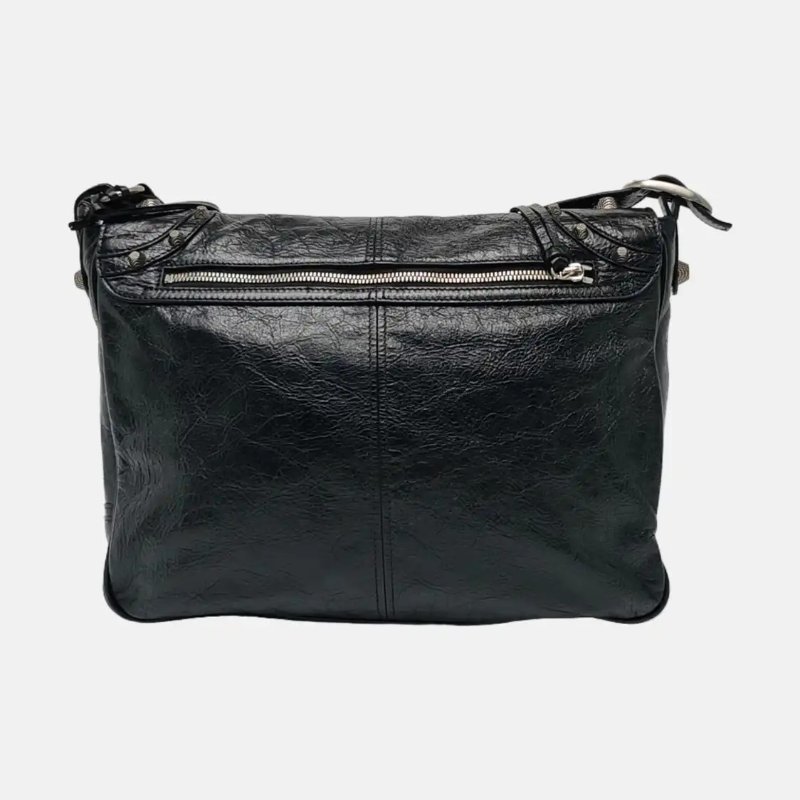 BALENCIAGA Le Cagole 中號 黑色羊皮鉚釘流蘇肩背包手提包 斜背包-4