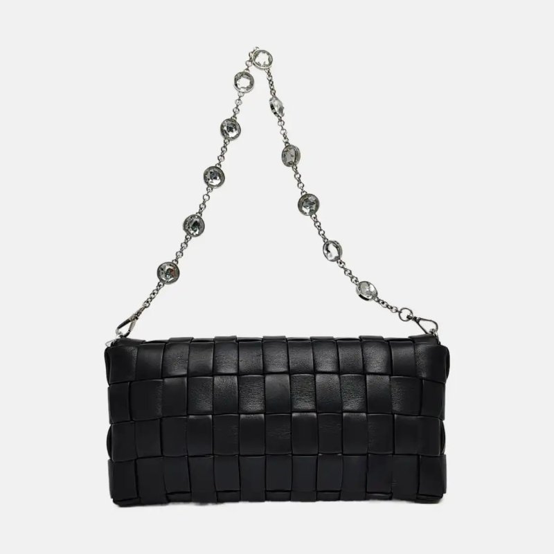 Miu Miu Intreccio 黑色羊皮編織肩背包 斜背包-4