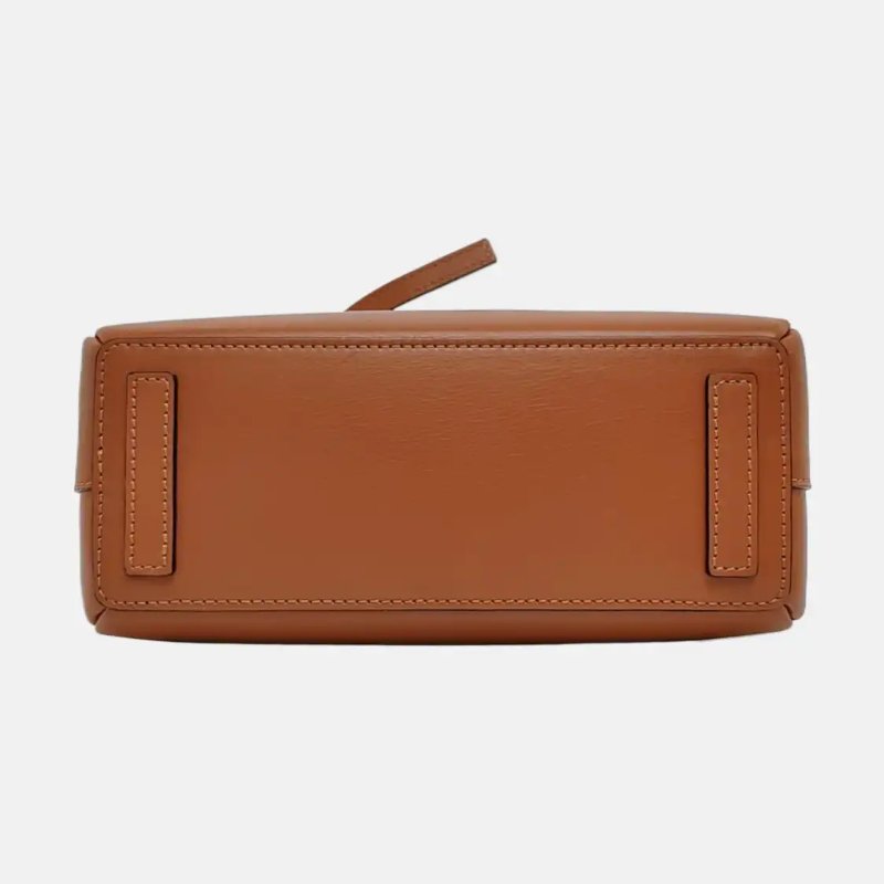 LOEWE Lazo 迷你 棕色牛皮肩背包 斜背包 金色五金 可拆卸肩帶-4