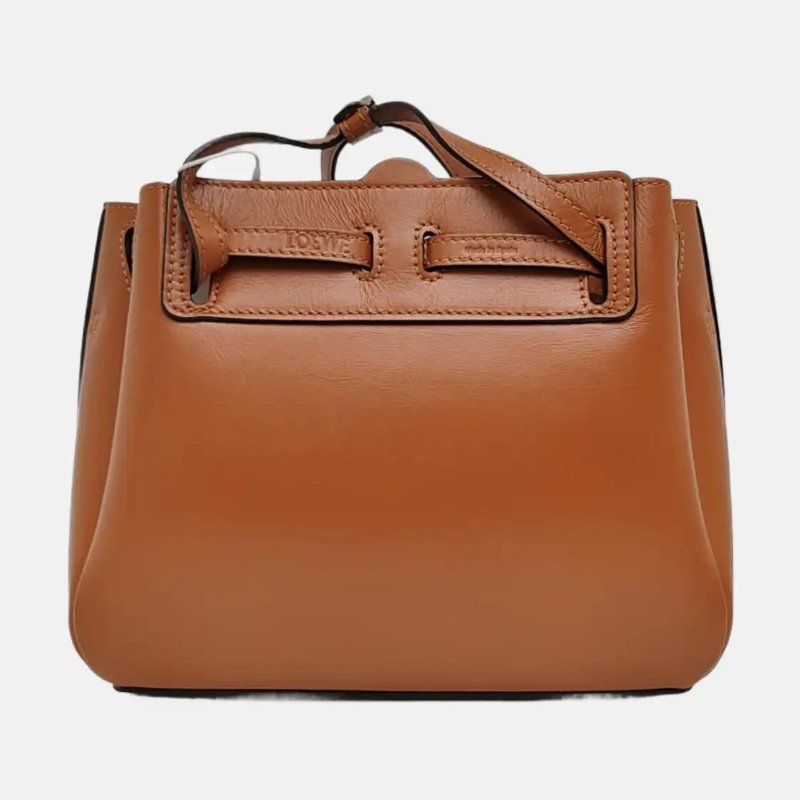 LOEWE Lazo 迷你 棕色牛皮肩背包 斜背包 金色五金 可拆卸肩帶-5