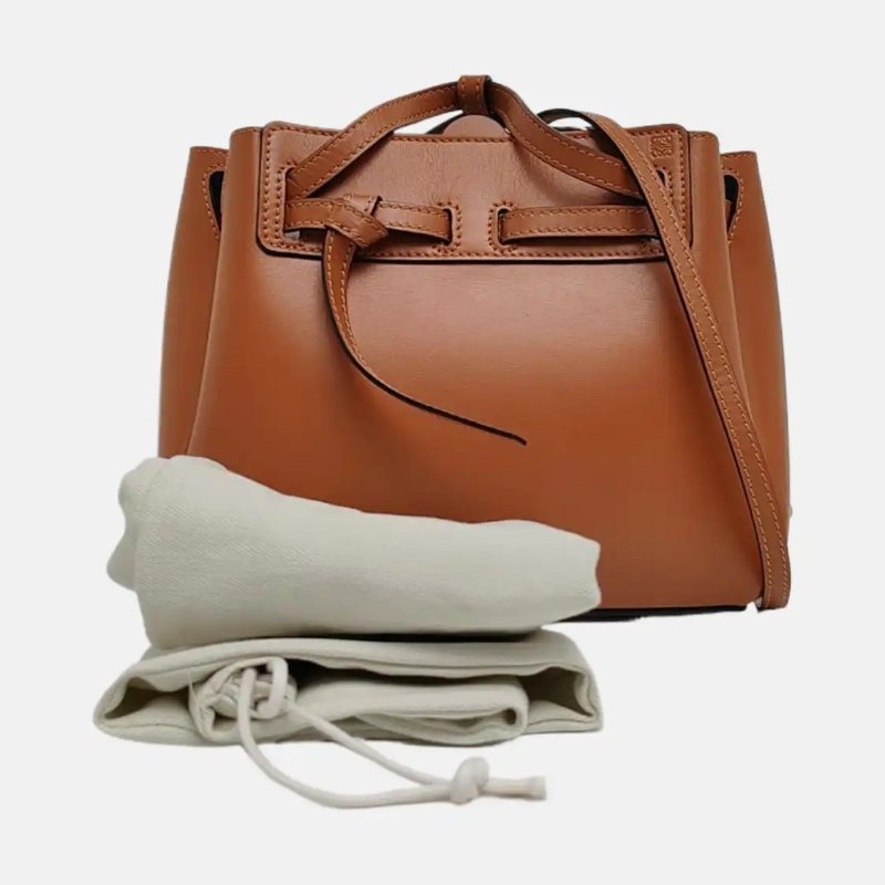 LOEWE Lazo 迷你 棕色牛皮肩背包 斜背包 金色五金 可拆卸肩帶-6