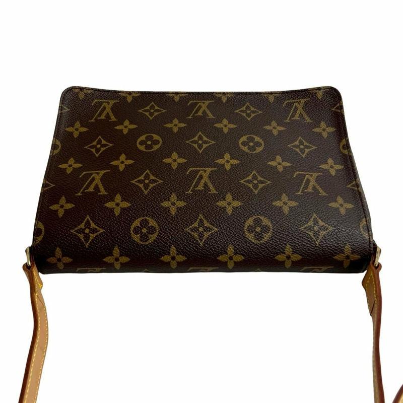幾乎未使用 LOUIS VUITTON 復古 Musette Tango Monogram 皮革半肩包 棕色（d28-5）-3