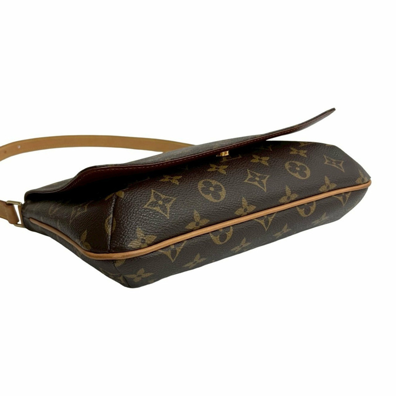幾乎未使用 LOUIS VUITTON 復古 Musette Tango Monogram 皮革半肩包 棕色（d28-5）-6