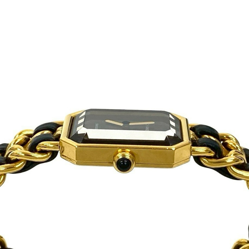 香奈兒 Premiere M 尺寸石英不鏽鋼皮革腕錶(金色和黑色)(13480)-2