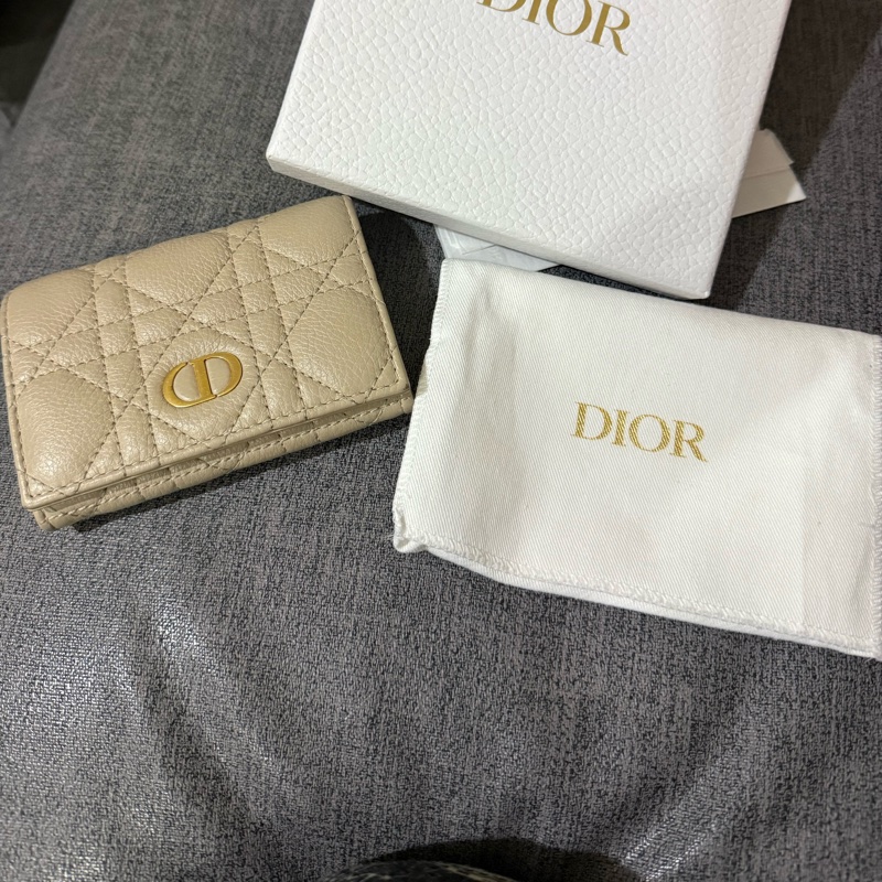 Dior 藤格紋奶茶色經典拉鍊卡包-13