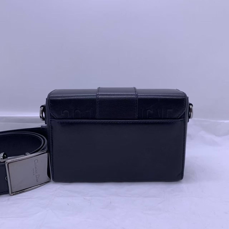 二手DIOR 迪奧 30 Montaigne 小箱子 硬盒包包 黑色啞光box牛皮-1