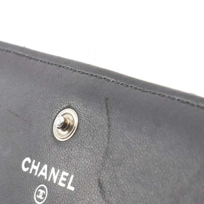CHANEL Matelasse Chevron 雙折長款皮夾 皮夾 羔羊皮 黑色 SHW 二手-7