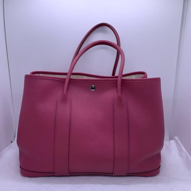二手 Hermes 愛馬仕 garden party36玫瑰粉全皮 Q課程-0
