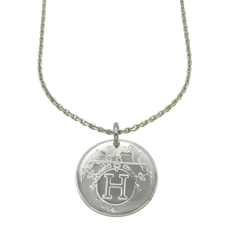 925純銀 錢幣墜飾 Ex-Libris 項鍊【HERMES 愛馬仕】-0