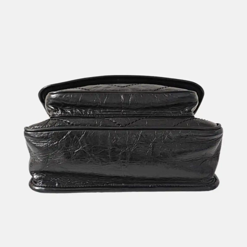 YSL NIKI小號 黑色牛皮绗縫V紋斜背包肩背包 D扣-4