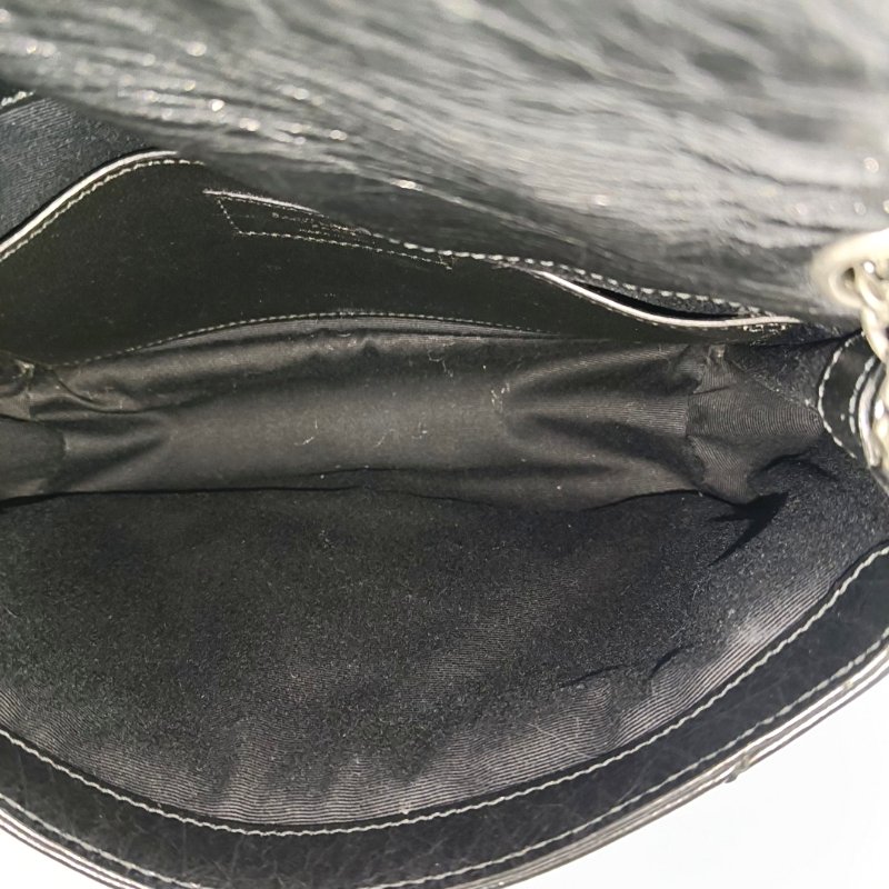 YSL NIKI小號 黑色牛皮绗縫V紋斜背包肩背包 D扣-6