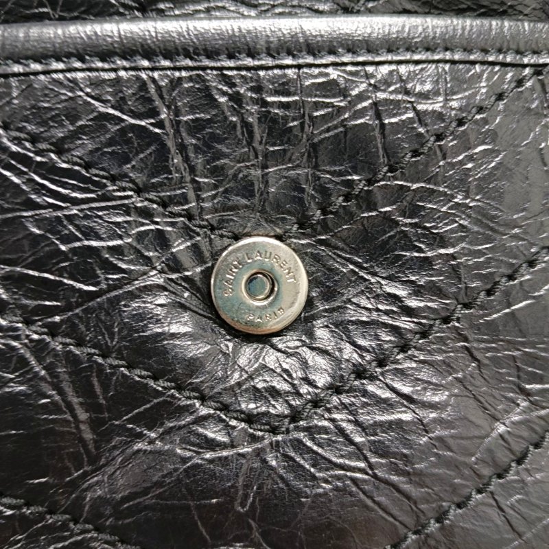 YSL NIKI小號 黑色牛皮绗縫V紋斜背包肩背包 D扣-7