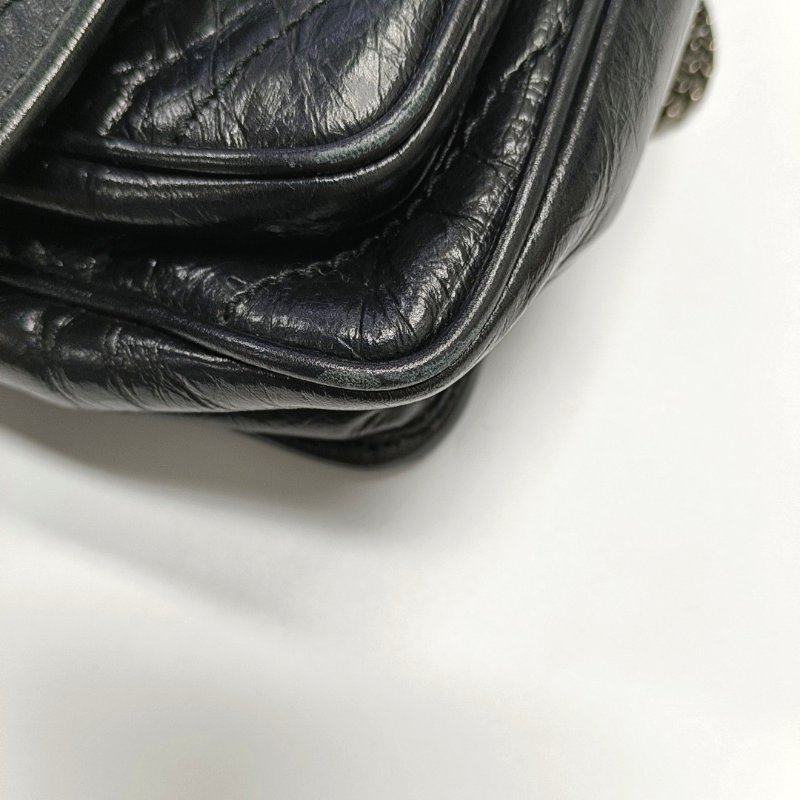 YSL NIKI小號 黑色牛皮绗縫V紋斜背包肩背包 D扣-9