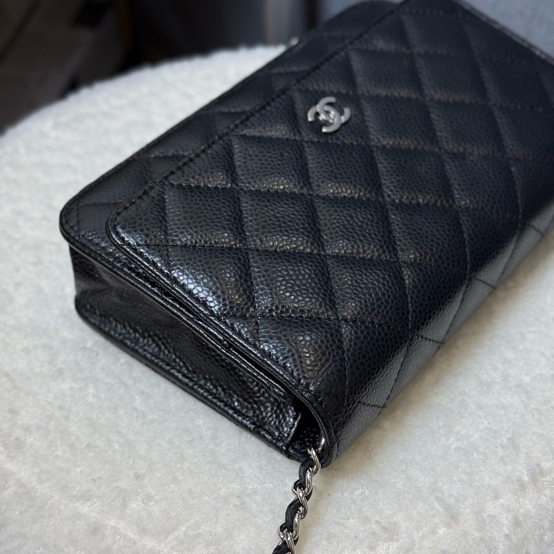 Chanel 黑銀荔枝woc ✨新款磁吸釦-2