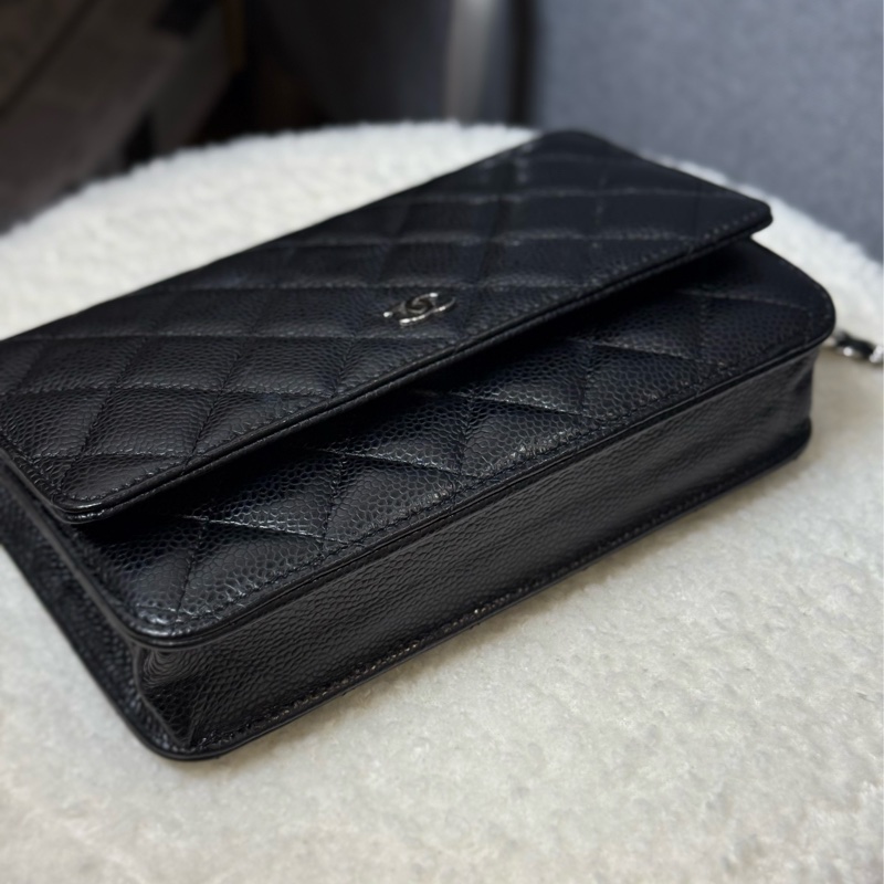 Chanel 黑銀荔枝woc ✨新款磁吸釦-5