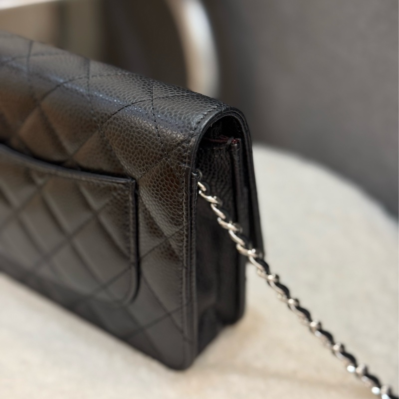 Chanel 黑銀荔枝woc ✨新款磁吸釦-11