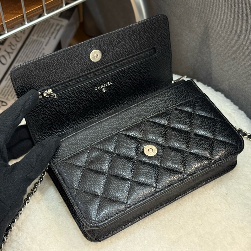 Chanel 黑銀荔枝woc ✨新款磁吸釦-12