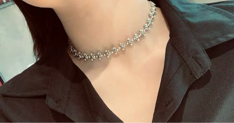 Tiffany Lynn 四十花白金鑲鑽項鍊choker項鍊高級珠寶史隆伯傑設計師系列,2024年購入-7