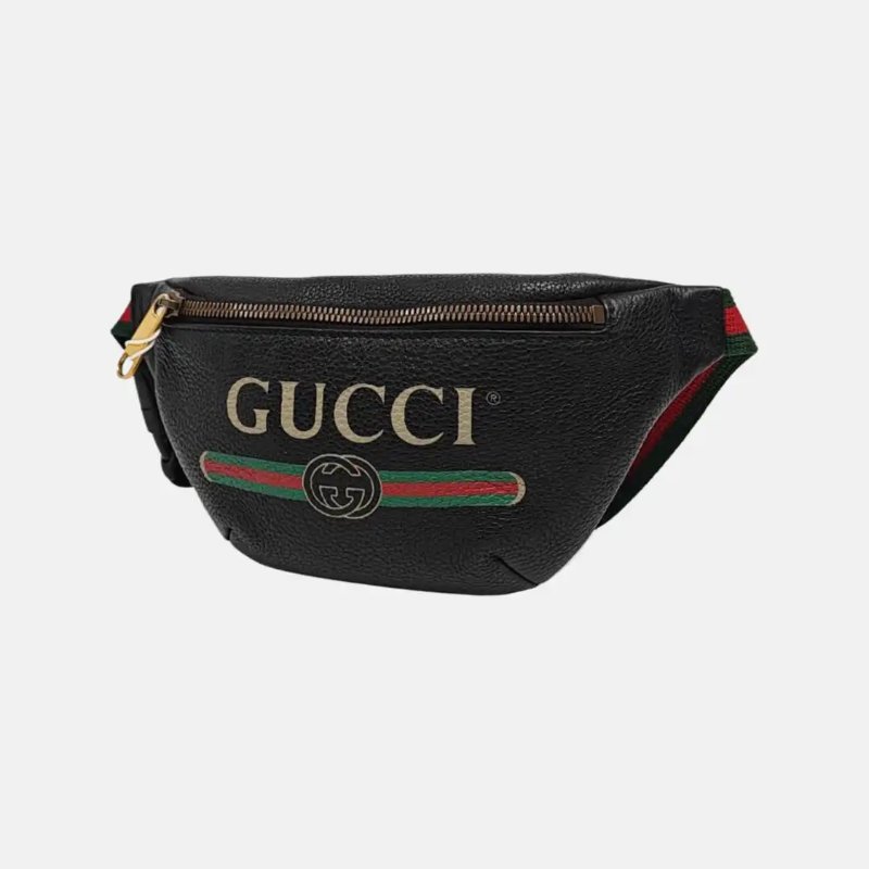 GUCCI Print 小號 黑色牛皮印花腰包腰包胸包 金色五金-2