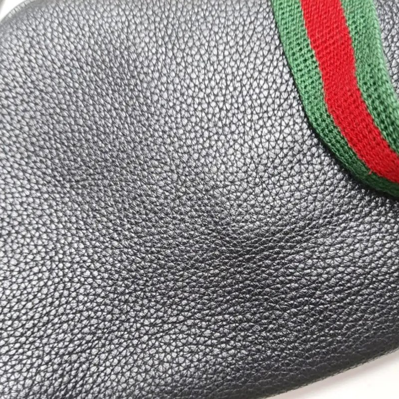 GUCCI Print 小號 黑色牛皮印花腰包腰包胸包 金色五金-8