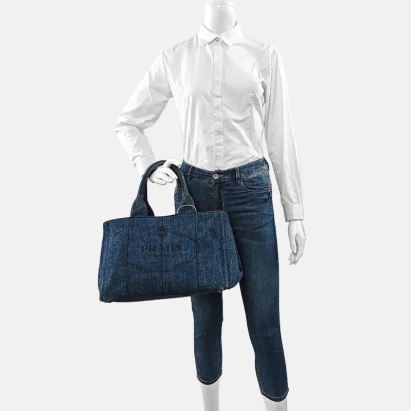 PRADA Denim 藍色牛仔布手提包-1
