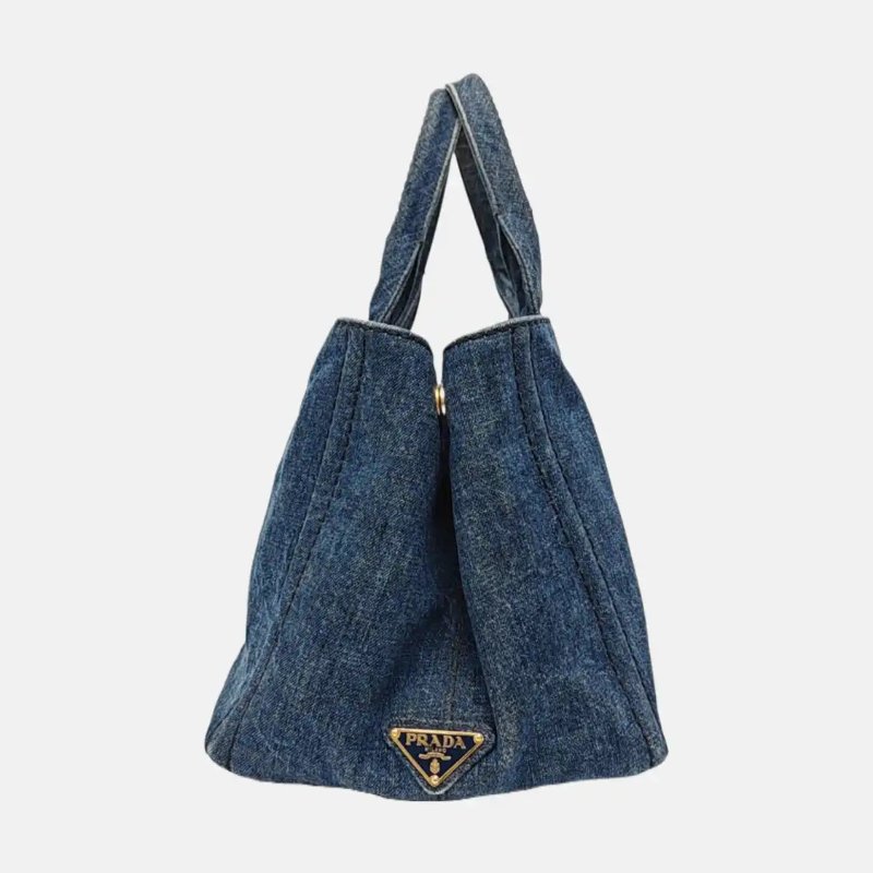 PRADA Denim 藍色牛仔布手提包-4