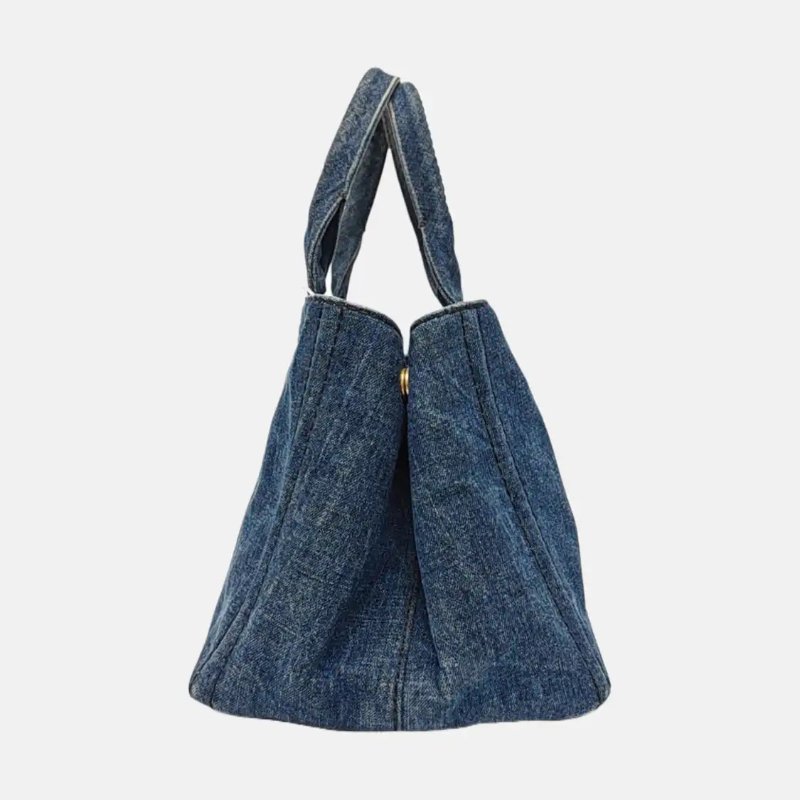 PRADA Denim 藍色牛仔布手提包-5