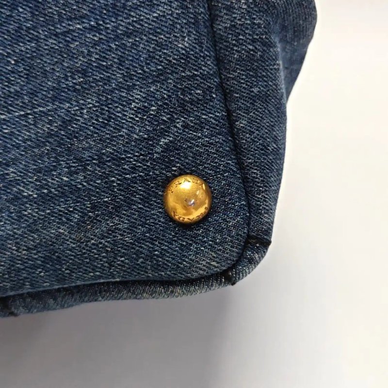 PRADA Denim 藍色牛仔布手提包-7