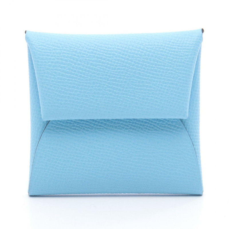 HERMES Bastia 零錢包 Epsom 皮革 藍色環礁 二手 女士 SHW W-0