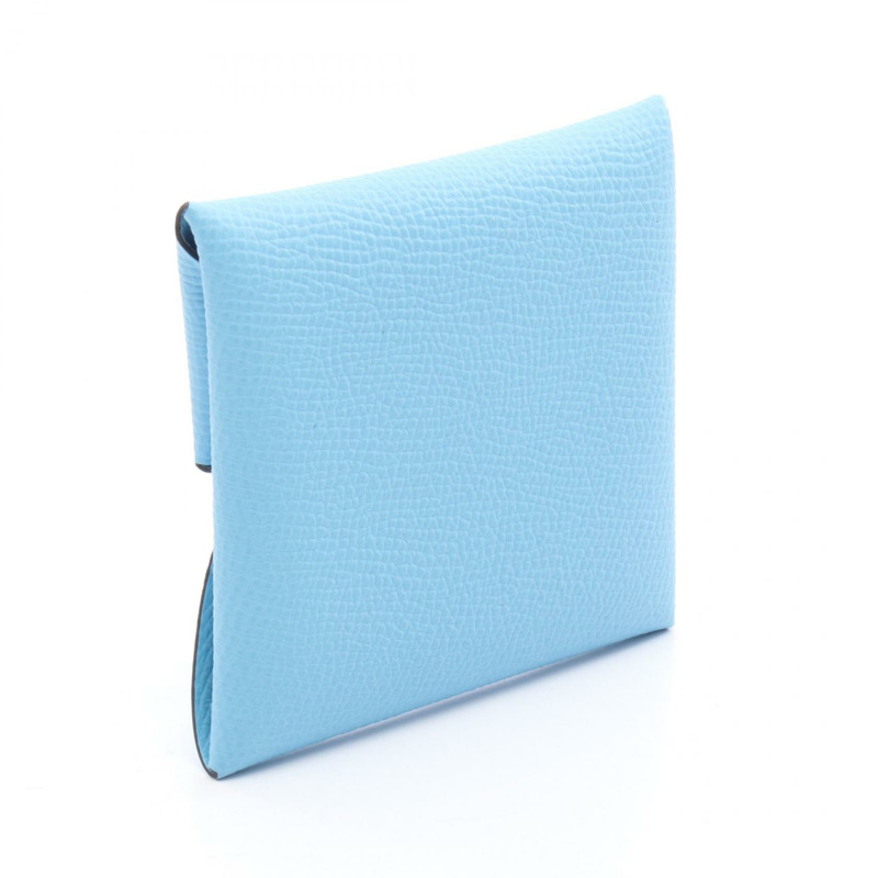 HERMES Bastia 零錢包 Epsom 皮革 藍色環礁 二手 女士 SHW W-1