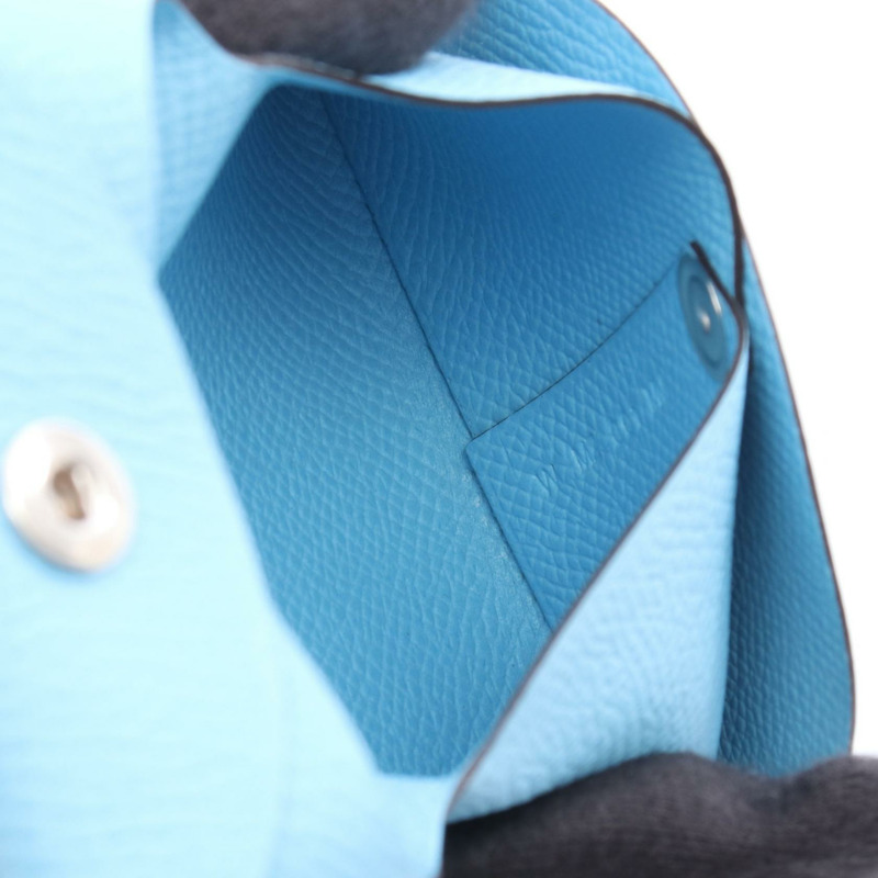 HERMES Bastia 零錢包 Epsom 皮革 藍色環礁 二手 女士 SHW W-2