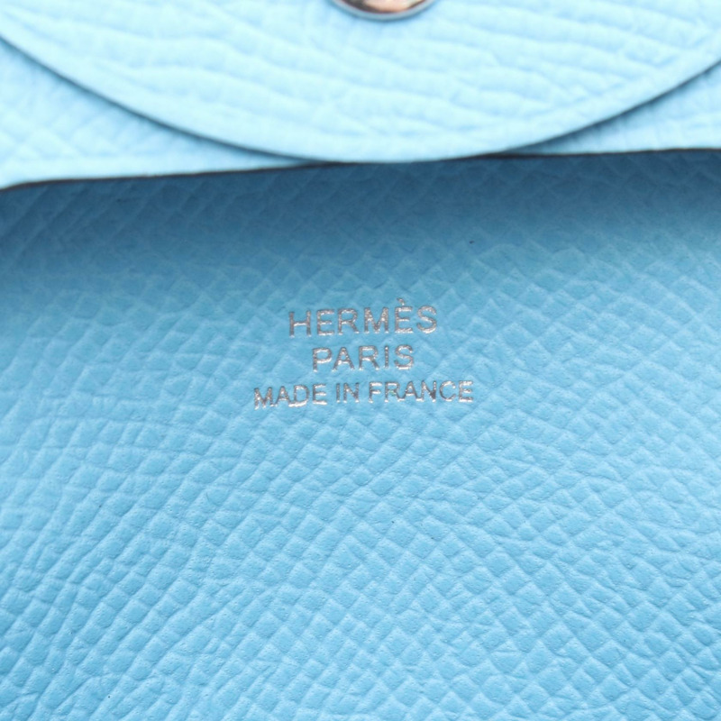 HERMES Bastia 零錢包 Epsom 皮革 藍色環礁 二手 女士 SHW W-3