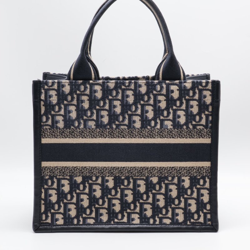 DIOR 刺繡老花背帶款Tote - 小號深藍-2