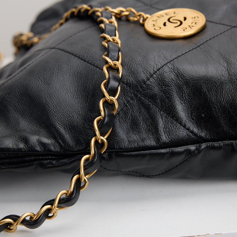 二手 Chanel 22bag 小號黑金-17