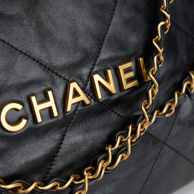 二手 Chanel 22bag 小號黑金-19
