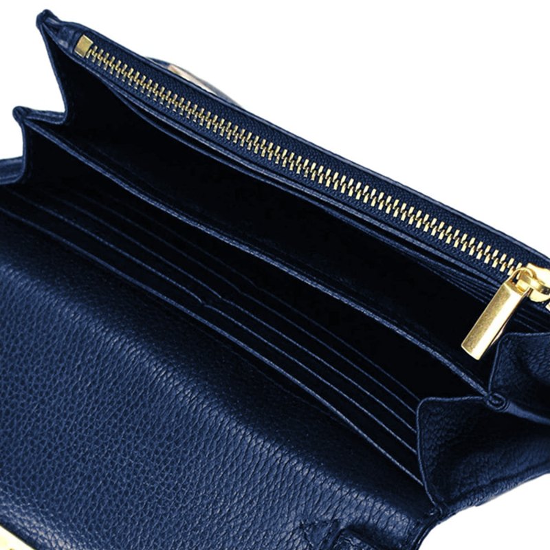 【TORY BURCH】素面翻蓋皮革斜背包-深藍色-3