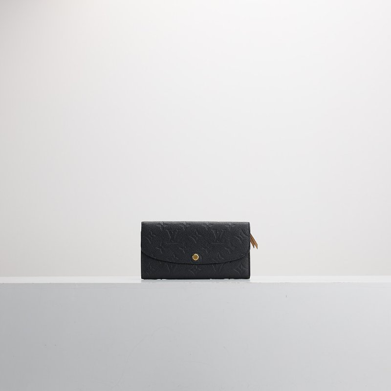 二手Lv emilie 黑壓紋長夾-0