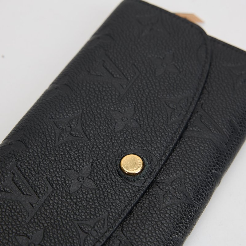 二手Lv emilie 黑壓紋長夾-9