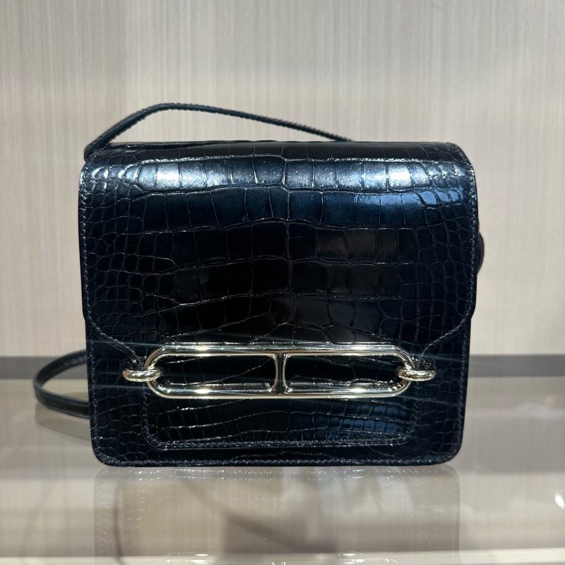 HERMES爱马仕 Roulis Mini金扣 鳄鱼皮 猪鼻子包斜挎单肩包-0