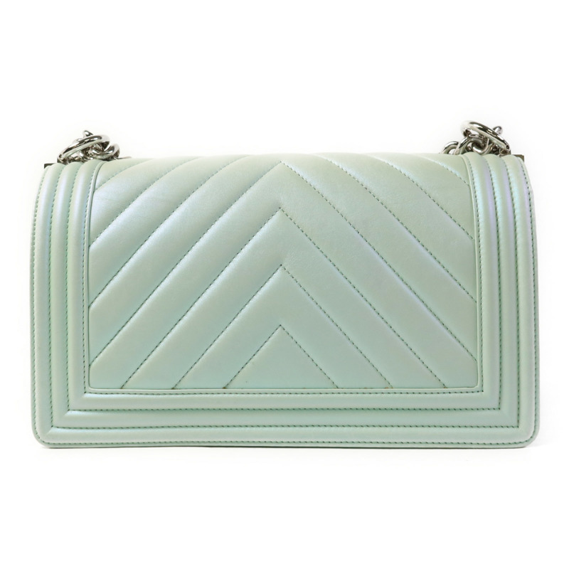 CHANEL 牛皮皮革Boy 25銀扣鏈帶肩背袋-1